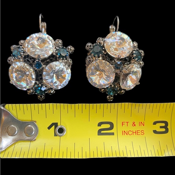 Italian Swarovski Sapphire Crystal Earrings Made in Florence - Picture 6 of 6